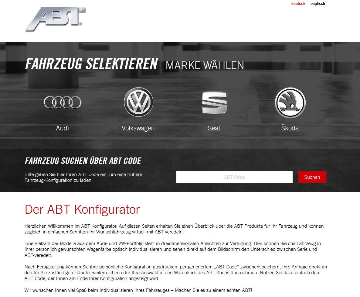 Vom Auto zum ABT in wenigen Klicks – der neue Online-Konfigurator - Audi  Tuning, VW Tuning, Chiptuning von ABT Sportsline.